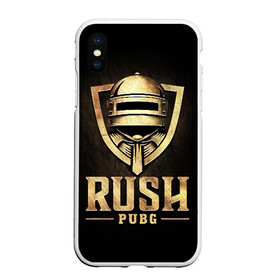 Чехол для iPhone XS Max матовый с принтом Rush PUBG , Силикон | Область печати: задняя сторона чехла, без боковых панелей | Тематика изображения на принте: asia | battle | chicken | dinner | duo | epic | guide | lucky | map | miramar | mortal | pro | royale | solo | winner | битва | лут | пабг | пубг | стрим | топ