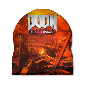 Шапка 3D с принтом DOOM ETERNAL , 100% полиэстер | универсальный размер, печать по всей поверхности изделия | 