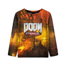 Детский лонгслив 3D с принтом DOOM ETERNAL , 100% полиэстер | длинные рукава, круглый вырез горловины, полуприлегающий силуэт
 | doom | doom eternal | game | дум