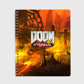 Тетрадь с принтом DOOM ETERNAL , 100% бумага | 48 листов, плотность листов — 60 г/м2, плотность картонной обложки — 250 г/м2. Листы скреплены сбоку удобной пружинной спиралью. Уголки страниц и обложки скругленные. Цвет линий — светло-серый
 | doom | doom eternal | game | дум