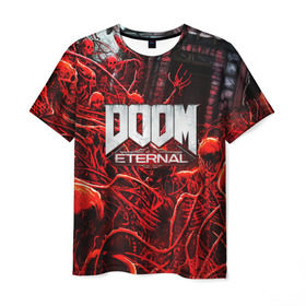 Мужская футболка 3D с принтом DOOM ETERNAL , 100% полиэфир | прямой крой, круглый вырез горловины, длина до линии бедер | doom | doom eternal | game | дум