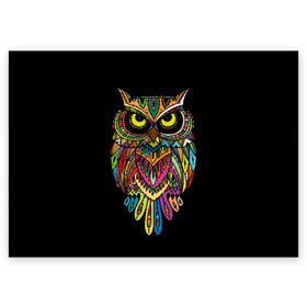 Поздравительная открытка с принтом Сова , 100% бумага | плотность бумаги 280 г/м2, матовая, на обратной стороне линовка и место для марки
 | Тематика изображения на принте: art | background | big | bird | black | drawing | eyes | multicolored | owl | sight | symbol | wisdom | большие | взгляд | глаза | искусство | мудрость | птица | разноцветный | рисунок | символ | сова | филин | фон | черный