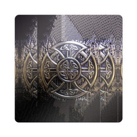 Магнит виниловый Квадрат с принтом Кельтские узоры , полимерный материал с магнитным слоем | размер 9*9 см, закругленные углы | 3d | абстракция | арт | желтый | кельтские узоры | на металле | черный