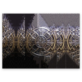 Поздравительная открытка с принтом Кельтские узоры , 100% бумага | плотность бумаги 280 г/м2, матовая, на обратной стороне линовка и место для марки
 | 3d | абстракция | арт | желтый | кельтские узоры | на металле | черный