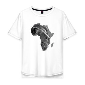 Мужская футболка хлопок Oversize с принтом King of Africa , 100% хлопок | свободный крой, круглый ворот, “спинка” длиннее передней части | animal | the lion king | африка | взгляд | дикий | животные | зверь | клыки | континент | король | король джунглей | кошка | лев | львица | царь