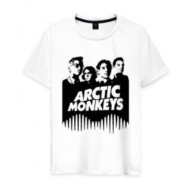Мужская футболка хлопок с принтом ARCTIC MONKEYS , 100% хлопок | прямой крой, круглый вырез горловины, длина до линии бедер, слегка спущенное плечо. | arctic monkeys | арктик манкис | арктические мартышки