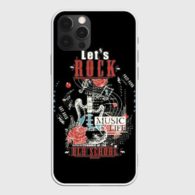 Чехол для iPhone 12 Pro Max с принтом Let`s Rock , Силикон |  | Тематика изображения на принте: come on rock | cool | electric guitar | flower | freedom | inscription | life | music | old | poster | punk | school | slogan | sound | давай рок | жизнь | звук | крутой | музыка | надпись | ноты | панк | плакат | свобода | слоган | старая | цветок 