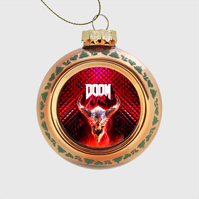 Стеклянный ёлочный шар с принтом Doom Enternal , Стекло | Диаметр: 80 мм | 3d | doom enternal | игра | компьютерная | логотип | планета | темный | шутер