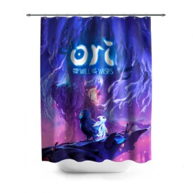 Штора 3D для ванной с принтом Ori - And The Will Of The Wisp , 100% полиэстер | плотность материала — 100 г/м2. Стандартный размер — 146 см х 180 см. По верхнему краю — пластиковые люверсы для креплений. В комплекте 10 пластиковых колец | microsoft studios | moon studios | ori | ori and the blind forest | unity | лес | луна | нибела | ночной лес | ночь | ори | платформер | сова