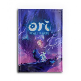 Обложка для автодокументов с принтом Ori - And The Will Of The Wisp , натуральная кожа |  размер 19,9*13 см; внутри 4 больших “конверта” для документов и один маленький отдел — туда идеально встанут права | microsoft studios | moon studios | ori | ori and the blind forest | unity | лес | луна | нибела | ночной лес | ночь | ори | платформер | сова