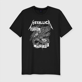 Мужская футболка премиум с принтом Metallica , 92% хлопок, 8% лайкра | приталенный силуэт, круглый вырез ворота, длина до линии бедра, короткий рукав | metalica | metallica | группа | джеймс хэтфилд | кирк хэмметт | ларс ульрих | метал | металика | металлика | миталика | музыка | роберт трухильо | рок | трэш | трэшметал | хард | хеви