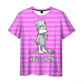 Мужская футболка 3D с принтом Lil Peep (Hell Boy) , 100% полиэфир | прямой крой, круглый вырез горловины, длина до линии бедер | alone | boy | hell | hell boy | lil | lil peep | peep | rap | sad | лил пип | маленький пип | пип | реп | рэп