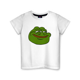 Детская футболка хлопок с принтом PepeHappy , 100% хлопок | круглый вырез горловины, полуприлегающий силуэт, длина до линии бедер | feels bad man | feels good man | pepe | pepe the frog | sad pepe | грустная лягушка | пепе
