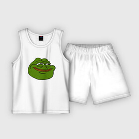 Детская пижама с шортами хлопок с принтом PepeHappy ,  |  | feels bad man | feels good man | pepe | pepe the frog | sad pepe | грустная лягушка | пепе