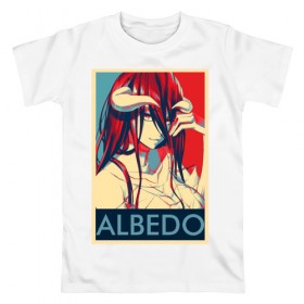 Мужская футболка хлопок с принтом Альбедо , 100% хлопок | прямой крой, круглый вырез горловины, длина до линии бедер, слегка спущенное плечо. | overlord | альбедо | аниме | повелитель
