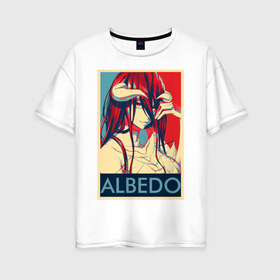 Женская футболка хлопок Oversize с принтом Альбедо , 100% хлопок | свободный крой, круглый ворот, спущенный рукав, длина до линии бедер
 | overlord | альбедо | аниме | повелитель