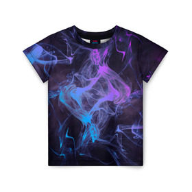Детская футболка 3D с принтом Неоновый дым , 100% гипоаллергенный полиэфир | прямой крой, круглый вырез горловины, длина до линии бедер, чуть спущенное плечо, ткань немного тянется | magic | myst | neon | smoke | дым | магический эффект | неон | неоновый | облако | редактируемый | световое шоу | текстура | фон