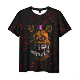 Мужская футболка 3D с принтом FNAF Nightmare , 100% полиэфир | прямой крой, круглый вырез горловины, длина до линии бедер | blood | five nights at freddy’s | fnaf | game | horror | игра | кровь | пять ночей у фредди | ужас | фнаф | фреди