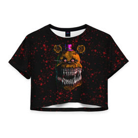 Женская футболка Cropp-top с принтом FNAF Nightmare , 100% полиэстер | круглая горловина, длина футболки до линии талии, рукава с отворотами | blood | five nights at freddy’s | fnaf | game | horror | игра | кровь | пять ночей у фредди | ужас | фнаф | фреди