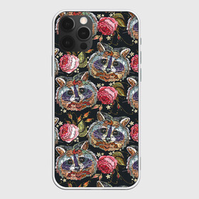 Чехол для iPhone 12 Pro Max с принтом Еноты , Силикон |  | Тематика изображения на принте: animals | art | drawing | embroidery | flower | raccoons | rose | touches | wild | вышивка | дикие | еноты | животные | звери | искусство | рисунок | роза | цветок | штрихи