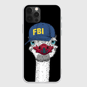 Чехол для iPhone 12 Pro Max с принтом FBI , Силикон |  | Тематика изображения на принте: beak | bird | blue | cap | fbi | funny | head | inscription | long | neck | ostrich | red | весёлый | голова | длинная | кепка | клюв | красный | надпись | птица | синяя | смешной | страус | фбр | шея