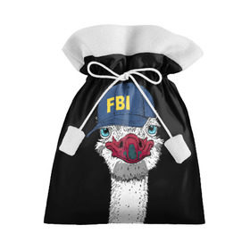 Подарочный 3D мешок с принтом FBI , 100% полиэстер | Размер: 29*39 см | beak | bird | blue | cap | fbi | funny | head | inscription | long | neck | ostrich | red | весёлый | голова | длинная | кепка | клюв | красный | надпись | птица | синяя | смешной | страус | фбр | шея