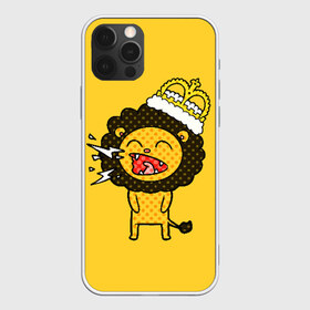 Чехол для iPhone 12 Pro Max с принтом Лев , Силикон |  | animal | beast | childish | crown | drawing | funny | king | lion | mane | screaming | yellow | грива | детский | желтый | животное | зверь | корона | кричит | лев | рисунок | смешной | царь