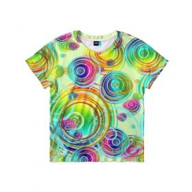 Детская футболка 3D с принтом Colors , 100% гипоаллергенный полиэфир | прямой крой, круглый вырез горловины, длина до линии бедер, чуть спущенное плечо, ткань немного тянется | абстракция | декор | кольца | круги | цвета
