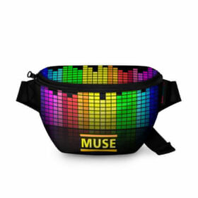 Поясная сумка 3D с принтом MUSE BAND , 100% полиэстер | плотная ткань, ремень с регулируемой длиной, внутри несколько карманов для мелочей, основное отделение и карман с обратной стороны сумки застегиваются на молнию | muse | rock | рок