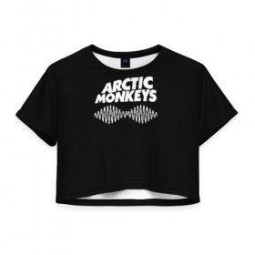 Женская футболка Cropp-top с принтом ARCTIC MONKEYS , 100% полиэстер | круглая горловина, длина футболки до линии талии, рукава с отворотами | arctic monkeys | арктик манкис | арктические мартышки