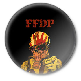 Значок с принтом Five finger death punch ,  металл | круглая форма, металлическая застежка в виде булавки | ffdp | five finger death punch | music