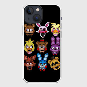 Чехол для iPhone 13 mini с принтом Five Nights at Freddy ,  |  | 4 | animation | bonnie | chica | fnaf | foxy | freddy | funny | horror | pizza | scary | sfm | бонни | майк | ночей | пять | ужас | фокси | фредди | чика | шмидт