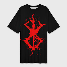 Платье-футболка 3D с принтом BERSERK logo elements red ,  |  | anime | anime berserk | berserk | knight | manga | аниме | аниме берсерк | берсерк | манга | рыцарь