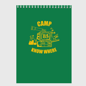 Скетчбук с принтом CAMP KNOW WHERE , 100% бумага
 | 48 листов, плотность листов — 100 г/м2, плотность картонной обложки — 250 г/м2. Листы скреплены сверху удобной пружинной спиралью | Тематика изображения на принте: 80 е | 85 | camp know where | camp nowhere | dustin | netflix | stranger things | дастин | кепка дастина | нетфликс | очень странные дела