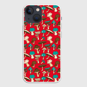 Чехол для iPhone 13 mini с принтом Грибы ,  |  | art | beautiful | drawing | mushrooms | poisonous | pop art | toadstools | грибы | искусство | красивые | мухоморы | поганки | поп   арт | рисунок | ядовитые