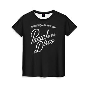 Женская футболка 3D с принтом PANIC! AT THE DISCO , 100% полиэфир ( синтетическое хлопкоподобное полотно) | прямой крой, круглый вырез горловины, длина до линии бедер | panic | panic at the disco | paniс | patd | райан росс