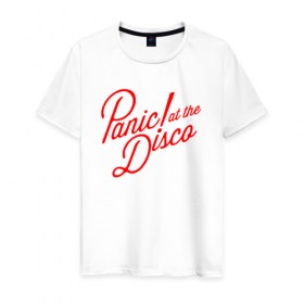 Мужская футболка хлопок с принтом PANIC! AT THE DISCO , 100% хлопок | прямой крой, круглый вырез горловины, длина до линии бедер, слегка спущенное плечо. | panic | panic at the disco | paniс | patd | райан росс