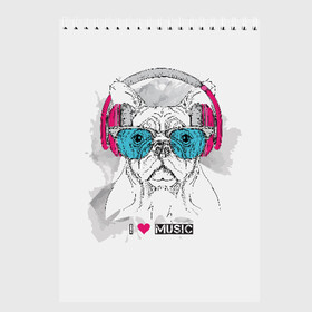 Скетчбук с принтом I love music , 100% бумага
 | 48 листов, плотность листов — 100 г/м2, плотность картонной обложки — 250 г/м2. Листы скреплены сверху удобной пружинной спиралью | animal | breed | bulldog | dog | emerald | graphic drawing | headphones | heart | i love music | music | music lover | pink | the inscription | бульдог | графический рисунок | животное | изумрудные | меломан | музыка | надпись | наушники | очки 