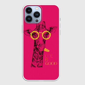 Чехол для iPhone 13 Pro Max с принтом Life is good ,  |  | Тематика изображения на принте: african | animal | giraffe | inscription | life is good | look | pink | pop art | tongue | yellow | африканское | взгляд | желтый | животное | жизнь хороша | жираф | надпись | очки | поп   арт | розовый | язык