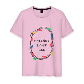 Мужская футболка хлопок с принтом Friends dont lie , 100% хлопок | прямой крой, круглый вырез горловины, длина до линии бедер, слегка спущенное плечо. | 3 сезон | stranger things | очень странные дела