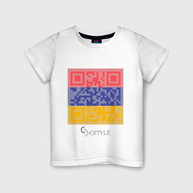 Детская футболка хлопок с принтом QR-Armenia , 100% хлопок | круглый вырез горловины, полуприлегающий силуэт, длина до линии бедер | Тематика изображения на принте: cxstyle | qr | армения | код | символ | страна | флаг