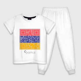Детская пижама хлопок с принтом QR-Armenia , 100% хлопок |  брюки и футболка прямого кроя, без карманов, на брюках мягкая резинка на поясе и по низу штанин
 | Тематика изображения на принте: cxstyle | qr | армения | код | символ | страна | флаг