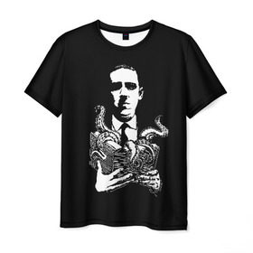 Мужская футболка 3D с принтом Лавкрафт , 100% полиэфир | прямой крой, круглый вырез горловины, длина до линии бедер | Тематика изображения на принте: cthulhu | cthulhu fhtagn | lovecraft | ктулху