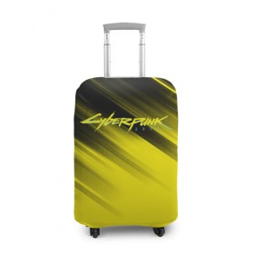 Чехол для чемодана 3D с принтом Cyberpunk 2077 (Yellow). , 86% полиэфир, 14% спандекс | двустороннее нанесение принта, прорези для ручек и колес | 3d | cyberpunk 2077 | red | абстракция | геометрия | игра | киберпанк 2077 | красный | лого | логотип | надпись | стиль | текстура