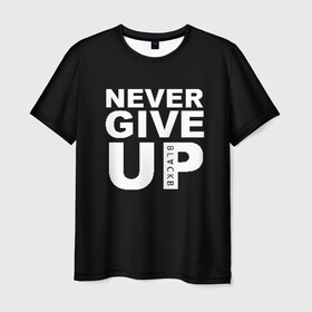 Мужская футболка 3D с принтом NEVER GIVE UP САЛАХ , 100% полиэфир | прямой крой, круглый вырез горловины, длина до линии бедер | liverpool | never give up | salah | ливерпуль | салах
