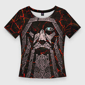 Женская футболка 3D Slim с принтом Odinn ,  |  | good | viking | vikings | бог | викинг | викинги | кельтское | один | плетение | скандинавы | славяне | язычник