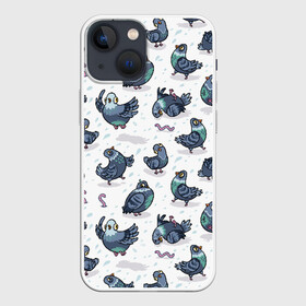 Чехол для iPhone 13 mini с принтом Голуби ,  |  | голуби | голубьнаташа | голубьсоциопат | пернатый | почтовый | птицы | червячок | черяки