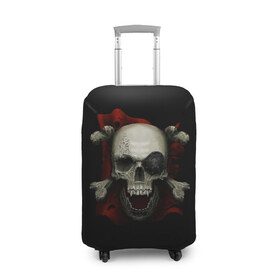 Чехол для чемодана 3D с принтом Пиратский Череп , 86% полиэфир, 14% спандекс | двустороннее нанесение принта, прорези для ручек и колес | пират | пиратский череп | флаг | череп