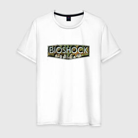 Мужская футболка хлопок с принтом BIOSHOCK , 100% хлопок | прямой крой, круглый вырез горловины, длина до линии бедер, слегка спущенное плечо. | bioshock | bioshock infinite | биошок | букер | элизабет