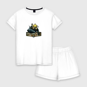 Женская пижама с шортиками хлопок с принтом BIOSHOCK 2 , 100% хлопок | футболка прямого кроя, шорты свободные с широкой мягкой резинкой | bioshock | bioshock infinite | биошок | букер | элизабет
